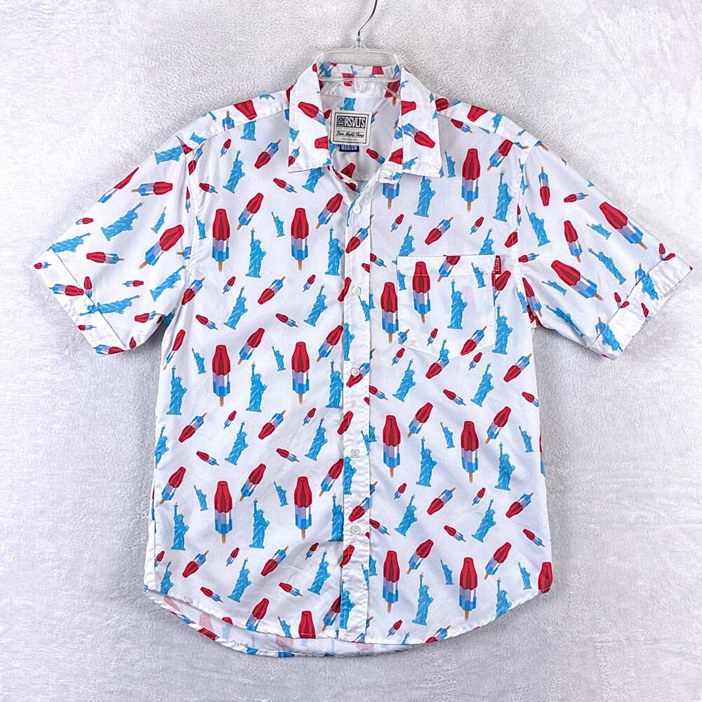 RSVLTS Roosevelts Shirt Men M America Rocket Pop Hawaiian July 4th Patriotic USA